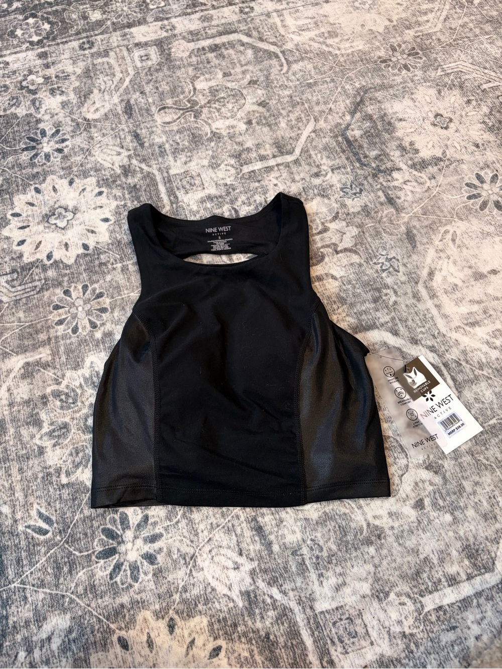 Nine West Black Performance Cropped Tank